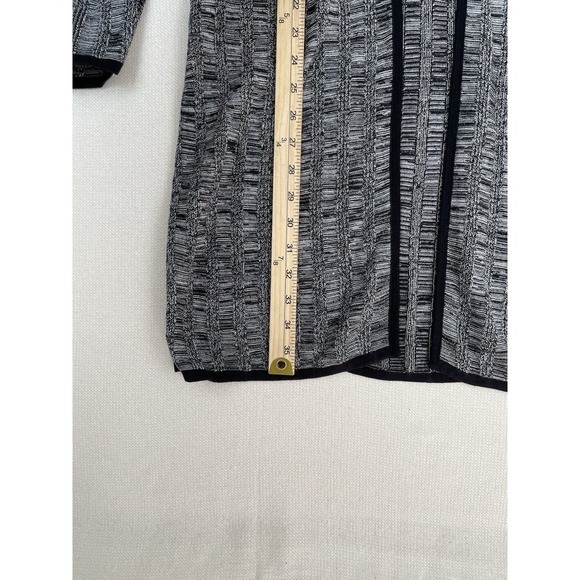 Alfani Open Front 3/4 Sleeve Cardigan Gray Black Womens Size Medium Cotton Blend - Picture 3 of 12
